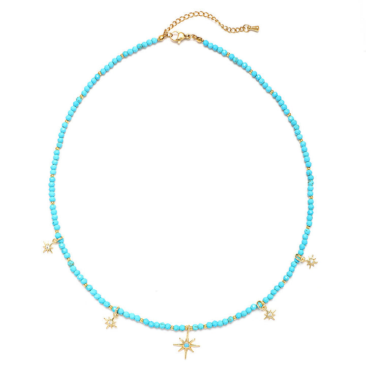 Olivenorma Boho Style Zircon Blue Gemstone Beaded Necklace - Turquoise - image 10