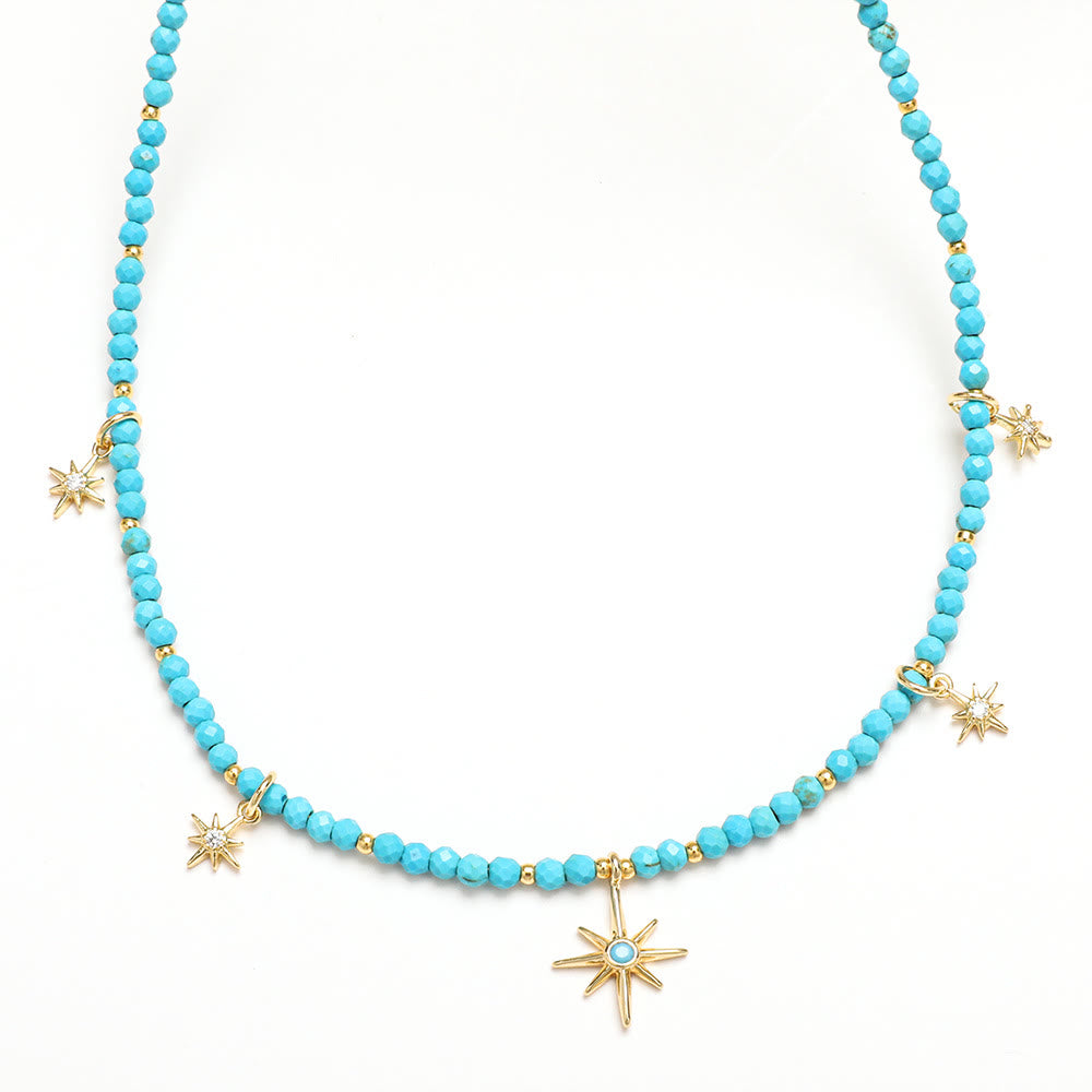 Olivenorma Boho Style Zircon Blue Gemstone Beaded Necklace - image 11