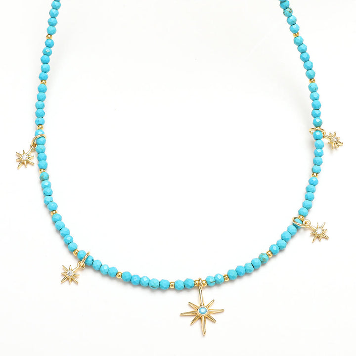 Olivenorma Boho Style Zircon Blue Gemstone Beaded Necklace - image 11