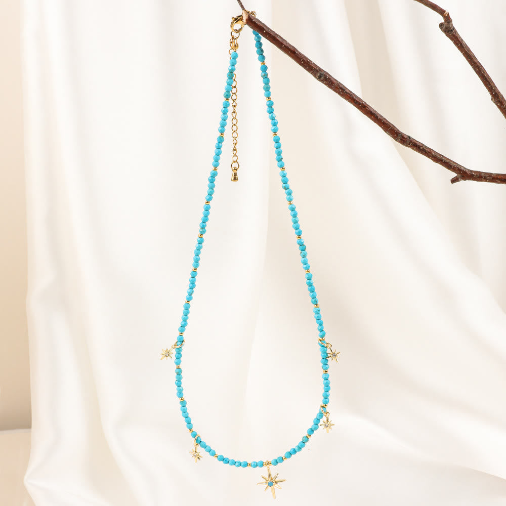 Olivenorma Boho Style Zircon Blue Gemstone Beaded Necklace - image 13