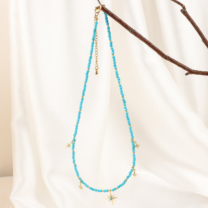Olivenorma Boho Style Zircon Blue Gemstone Beaded Necklace - image 13
