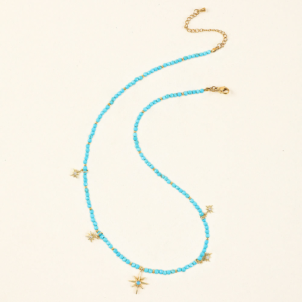 Olivenorma Boho Style Zircon Blue Gemstone Beaded Necklace - image 12