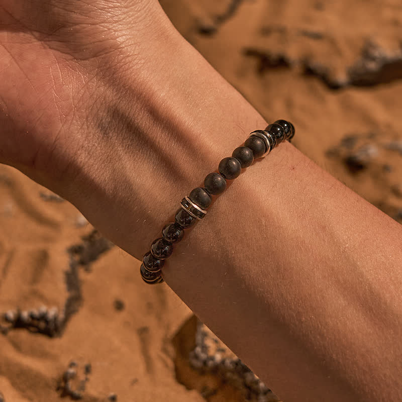 Olivenorma 6mm Natural Black Onyx Beaded Bracelet - image 1