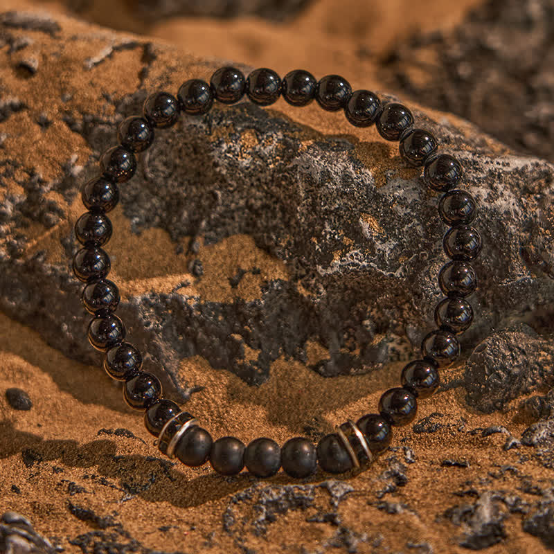Olivenorma 6mm Natural Black Onyx Beaded Bracelet - image 2