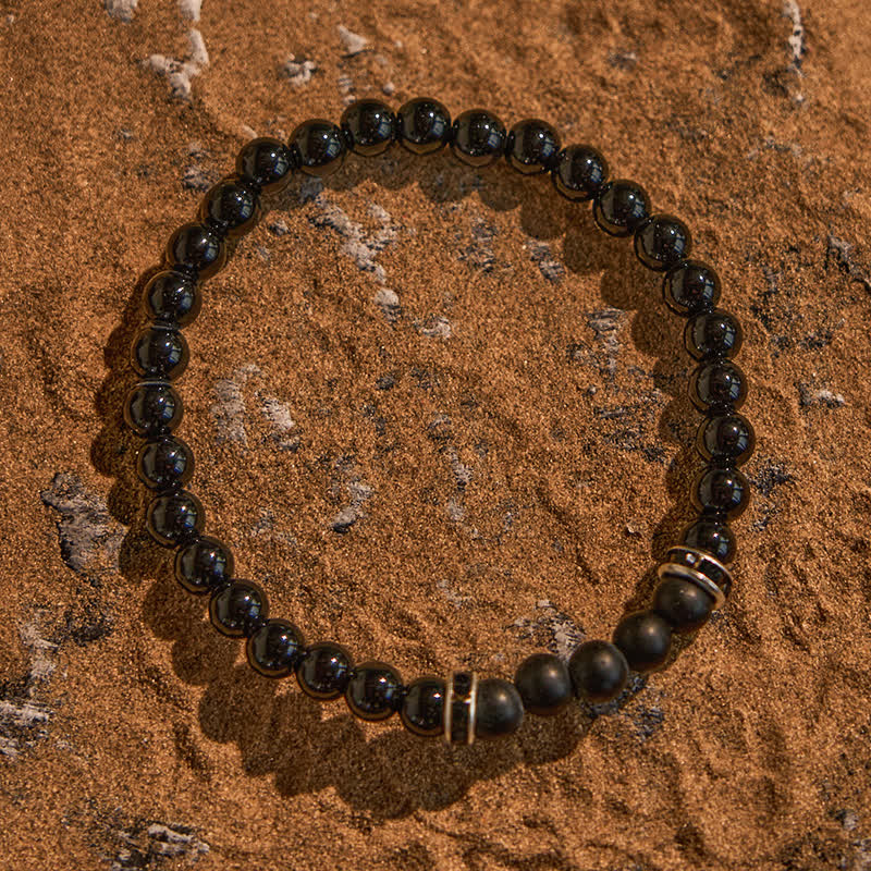 Olivenorma 6mm Natural Black Onyx Beaded Bracelet - image 3