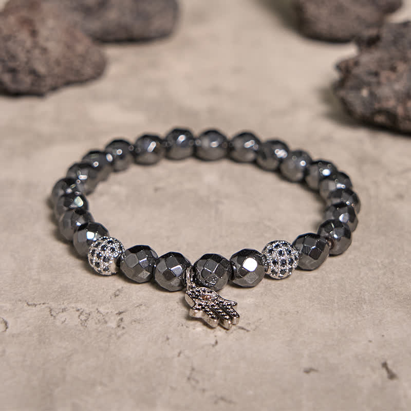 Olivenorma Hematite Beads Hamsa Pendant Bracelet - image 3