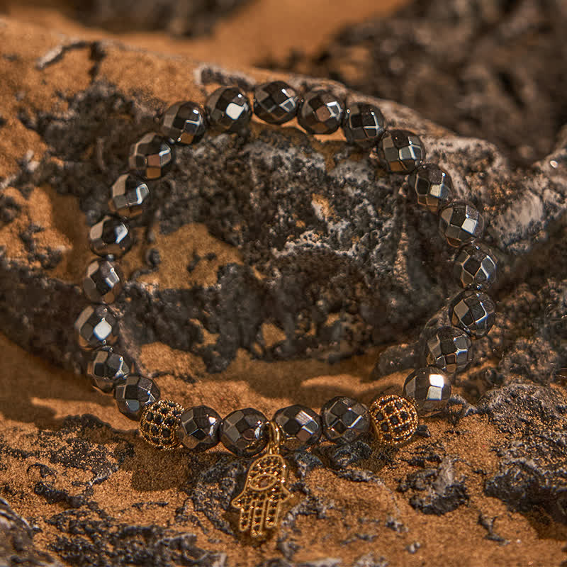 Olivenorma Hematite Beads Hamsa Pendant Bracelet - image 7