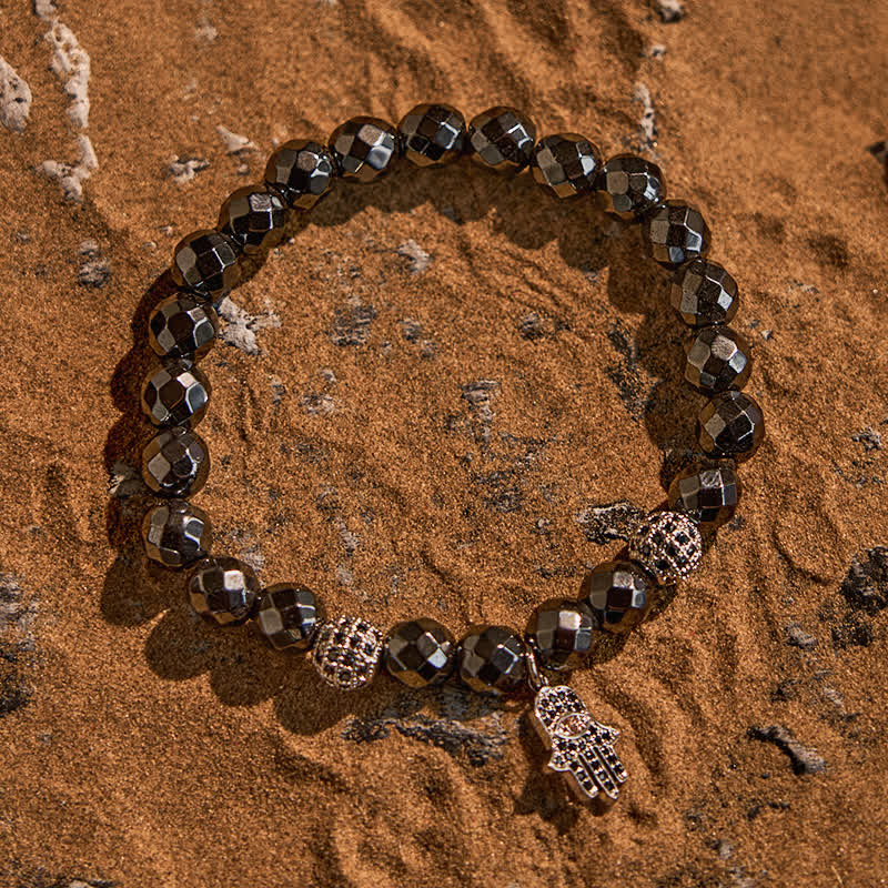 Olivenorma Hematite Beads Hamsa Pendant Bracelet - image 2