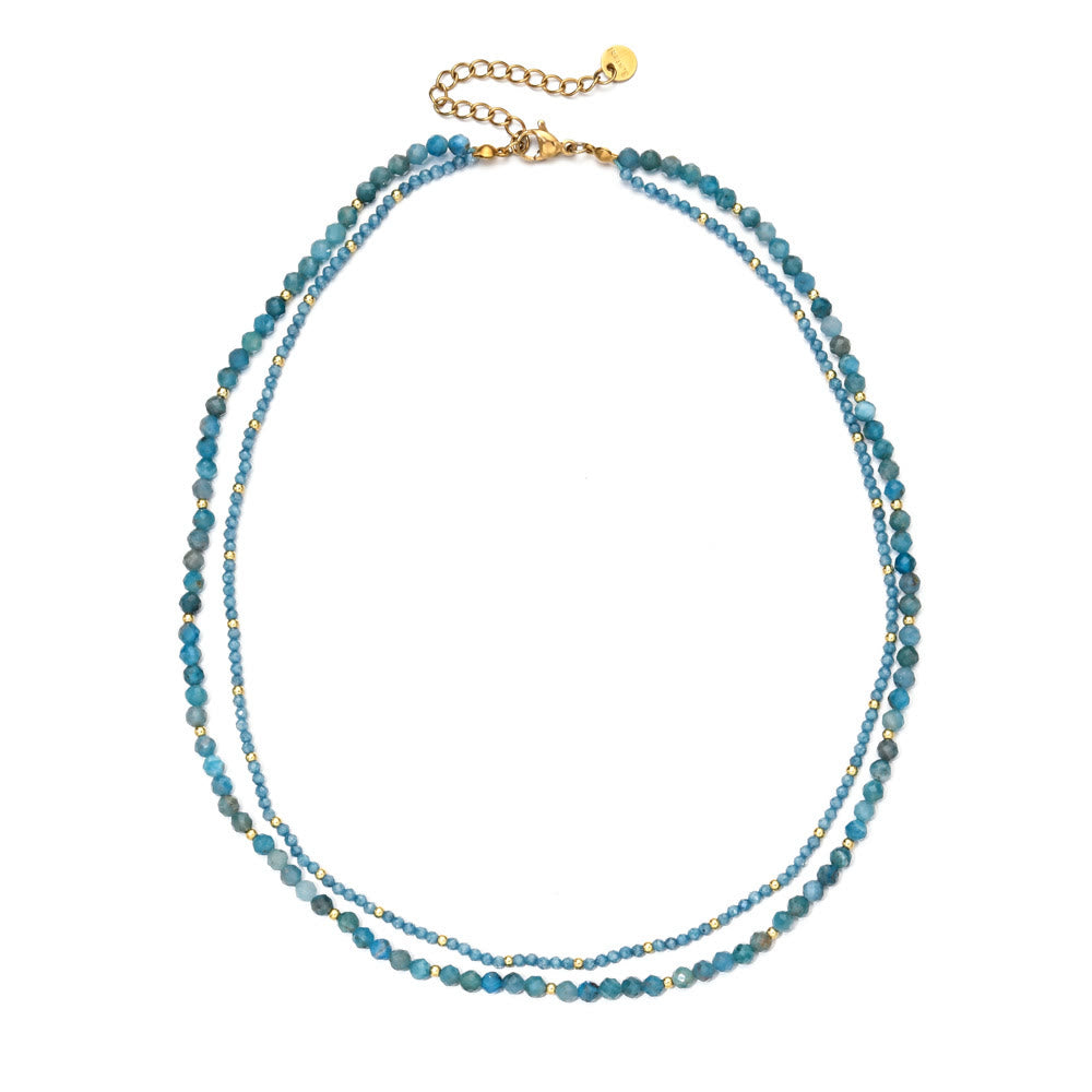 Olivenorma Boho Faceted Gemstone Crystal Choker Necklace - Aquamarine - image 3