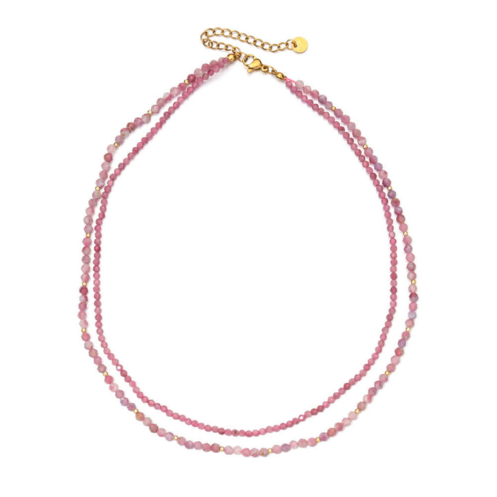 Olivenorma Boho Faceted Gemstone Crystal Choker Necklace - Rose Quartz - image 9