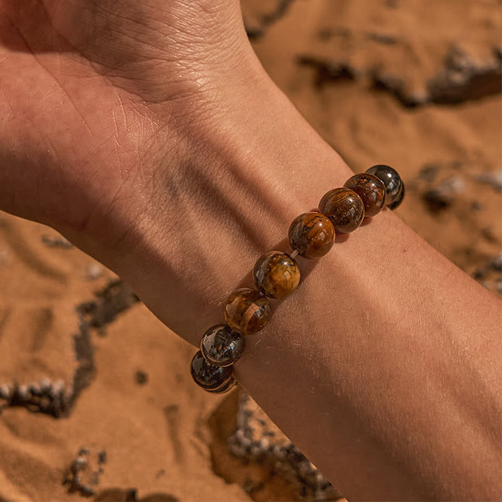 Olivenorma 10mm Black Onyx Hematite Tiger Eye Beaded Bracelet - image 1