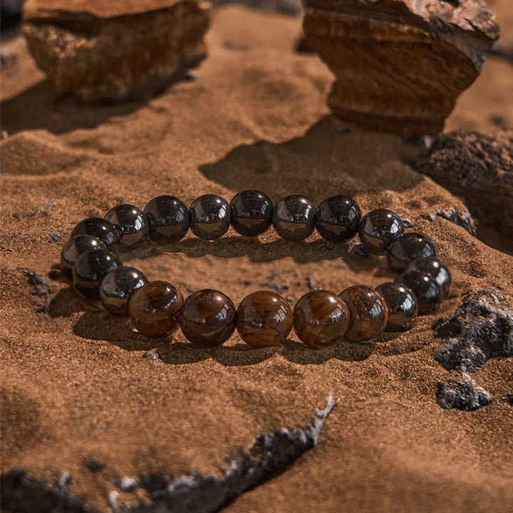 Olivenorma 10mm Black Onyx Hematite Tiger Eye Beaded Bracelet - Black Onyx & Hematite & Tiger Eye - image 0