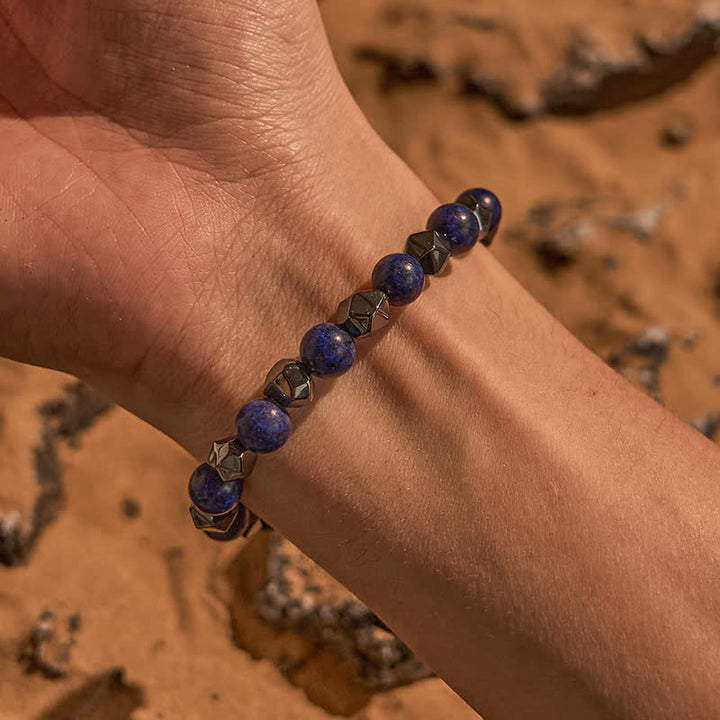 Olivenorma Natural Hematite Lapis Lazuli Beaded Bracelet - image 1
