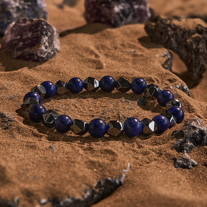 Olivenorma Natural Hematite Lapis Lazuli Beaded Bracelet - Hematite & Lapis Lazuli - image 0