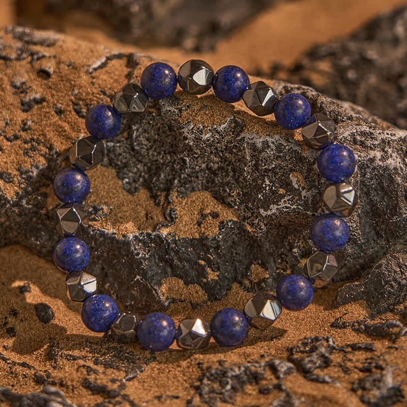 Olivenorma Natural Hematite Lapis Lazuli Beaded Bracelet - image 3