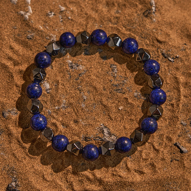 Olivenorma Natural Hematite Lapis Lazuli Beaded Bracelet - image 2