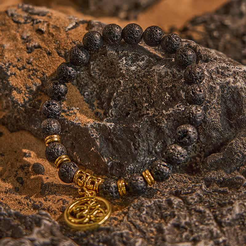 Olivenorma Natural Lava Stone Beaded OM Pendant Bracelet - image 2