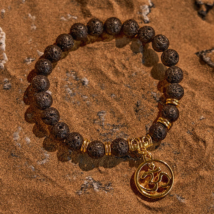 Olivenorma Natural Lava Stone Beaded OM Pendant Bracelet - image 3