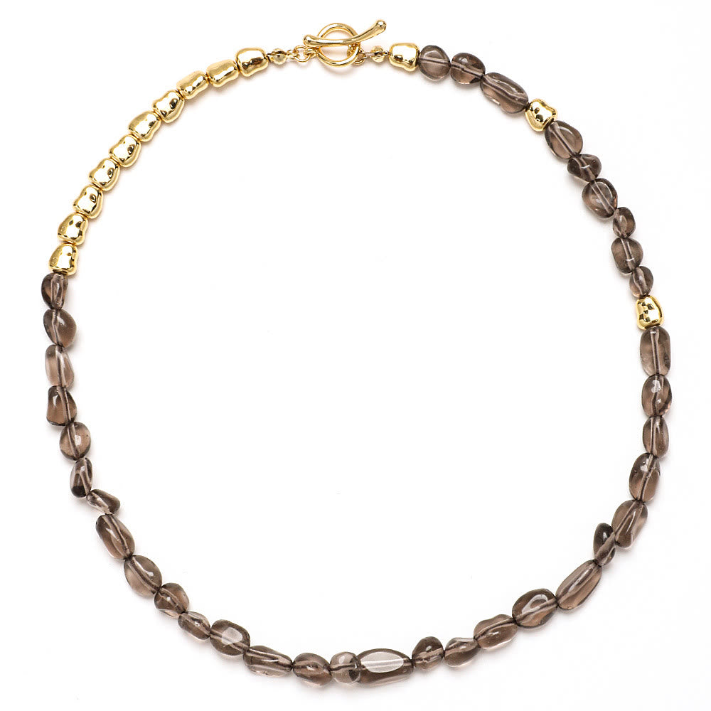 Olivenorma Irregular Amazonite Gemstone Beaded Choker Necklace - Smoky Quartz - image 3