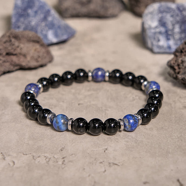 Olivenorma Natural Black Onyx Lapis Lazuli Bead Bracelet - image 4