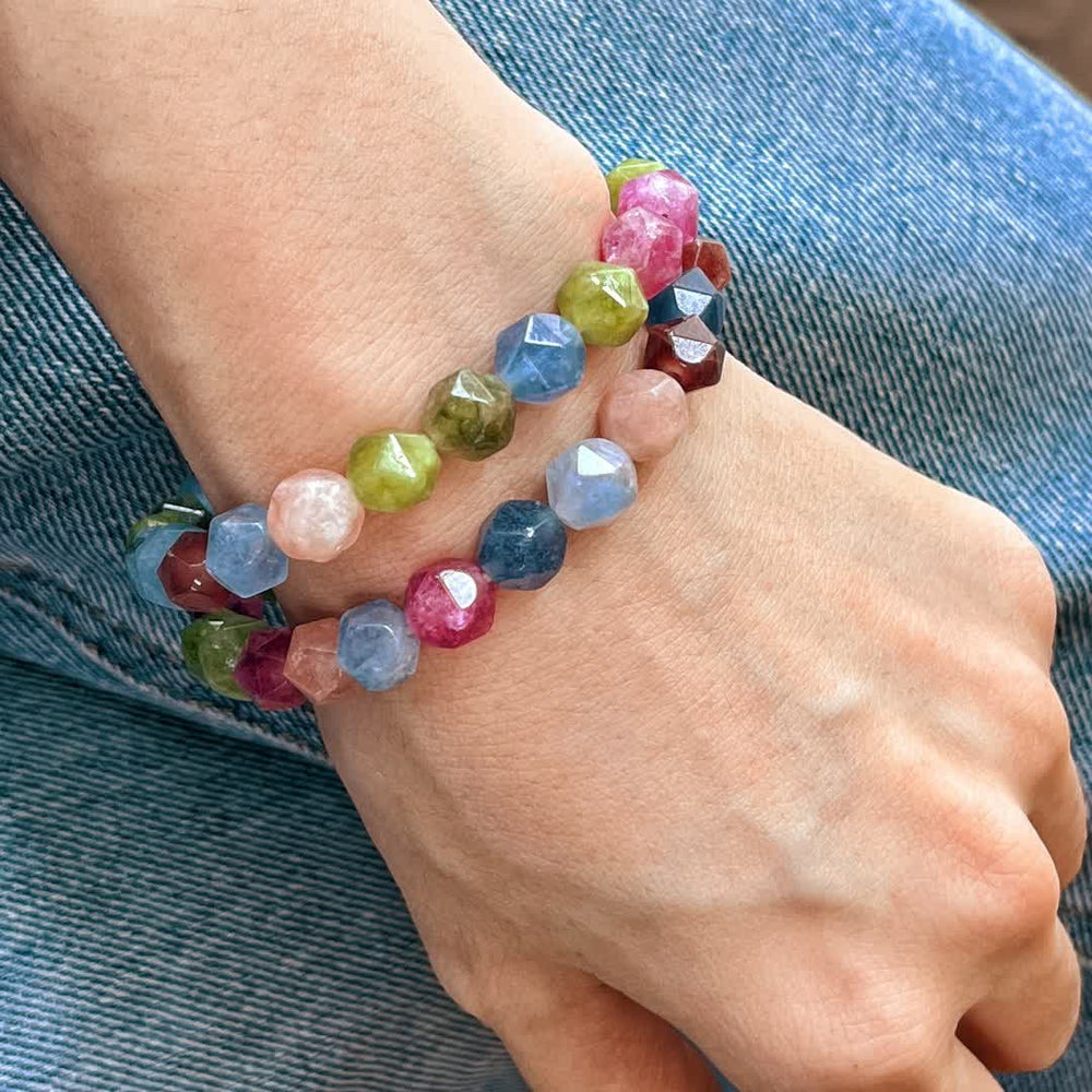 Olivenorma Faceted Colorful Tourmaline Beaded Bracelet - image 1