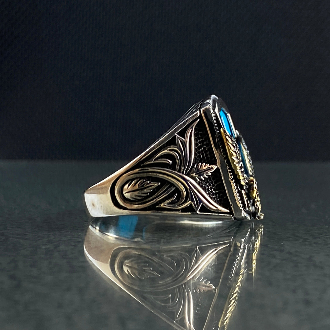 Olivenorma Vintage Eagle Shaped Natural Turquoise Rings - image 4