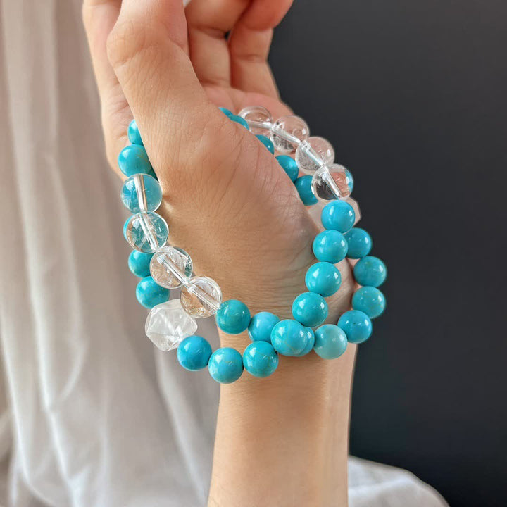 Olivenorma 12cm Clear Crystal Turquoise Beaded Bracelet - image 3