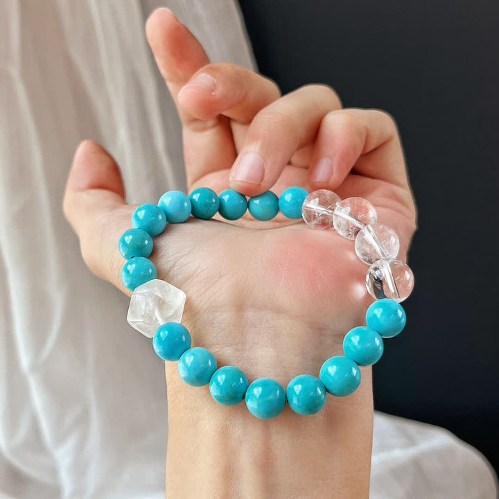 Olivenorma 12cm Clear Crystal Turquoise Beaded Bracelet - image 4