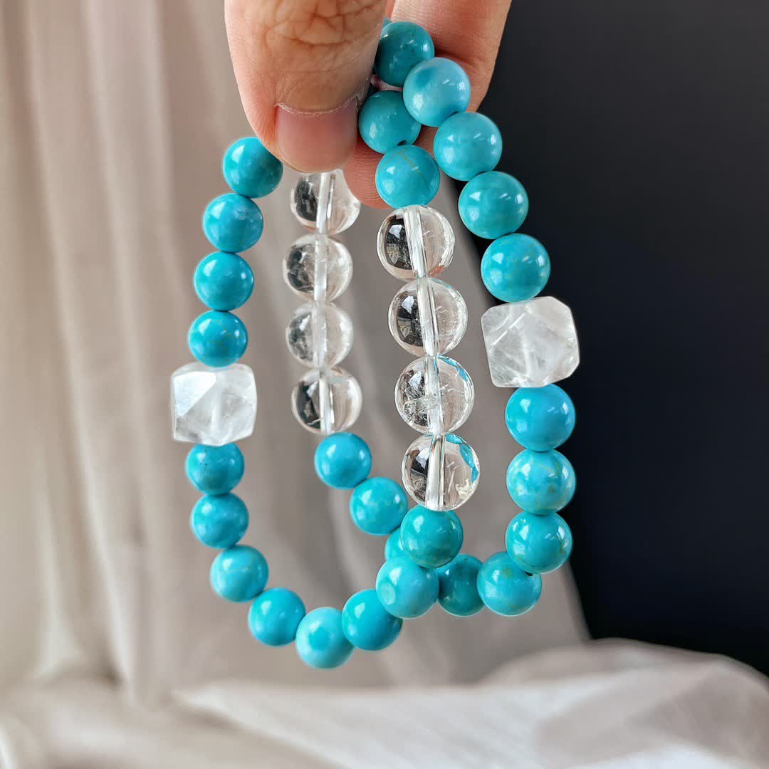 Olivenorma 12cm Clear Crystal Turquoise Beaded Bracelet - image 2
