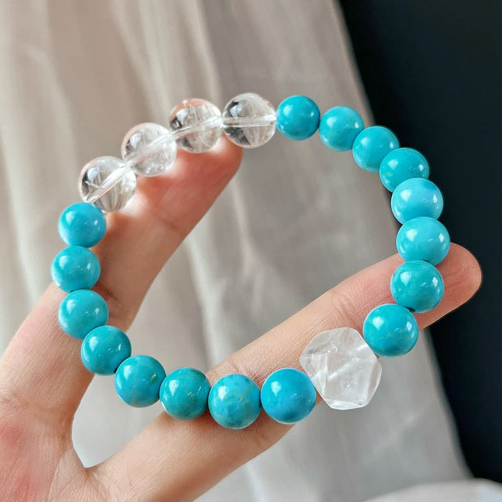 Olivenorma 12cm Clear Crystal Turquoise Beaded Bracelet - image 5