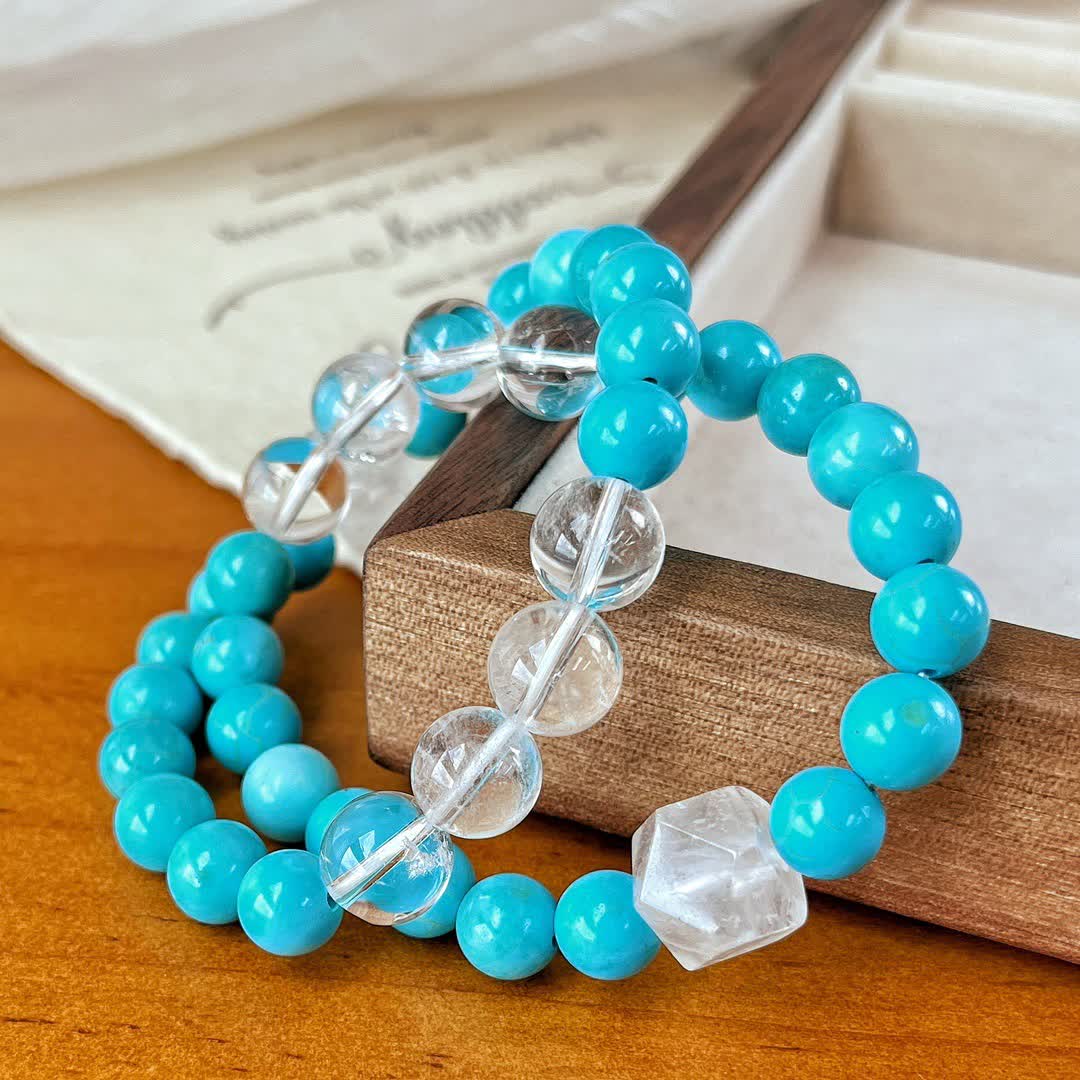 Olivenorma 12cm Clear Crystal Turquoise Beaded Bracelet - image 6