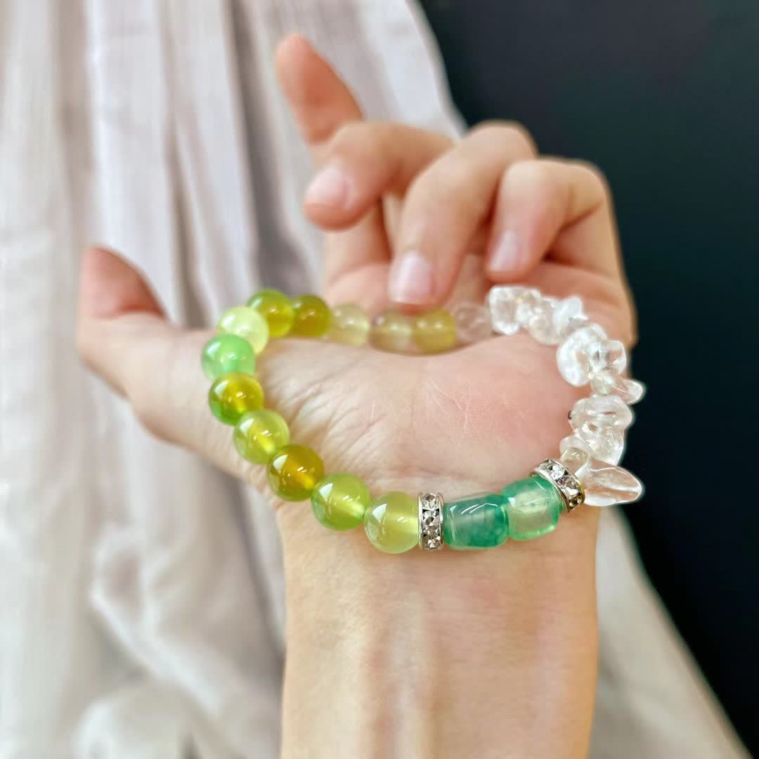 Olivenorma 12cm Natural Clear Crystal Peridot Bead Bracelet - image 2