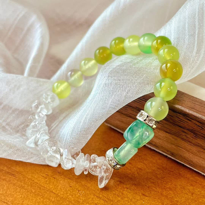 Olivenorma 12cm Natural Clear Crystal Peridot Bead Bracelet - Natural Stone - image 0