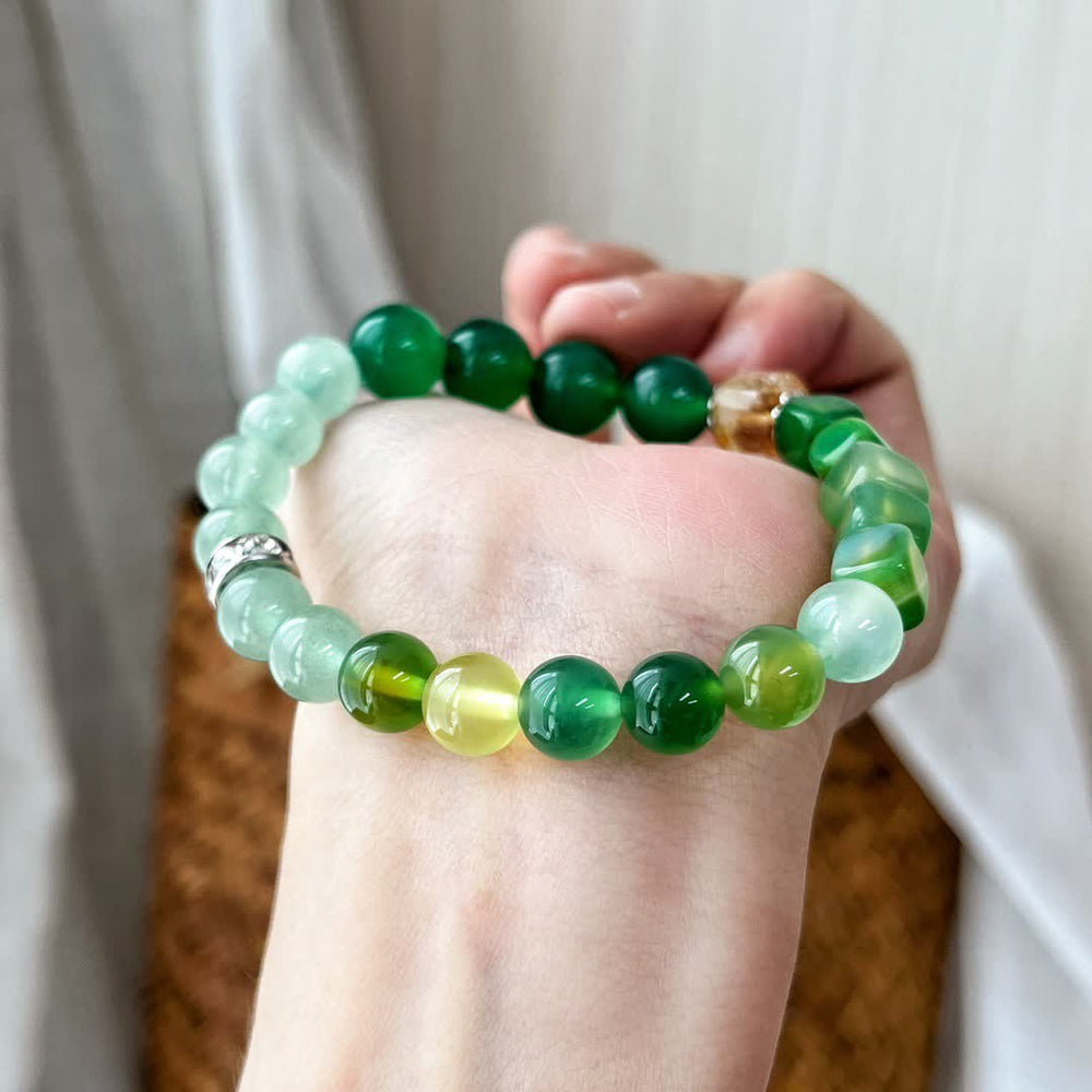 Olivenorma Natural Clear Crystal Green Aventurine Beaded Bracelet - image 1