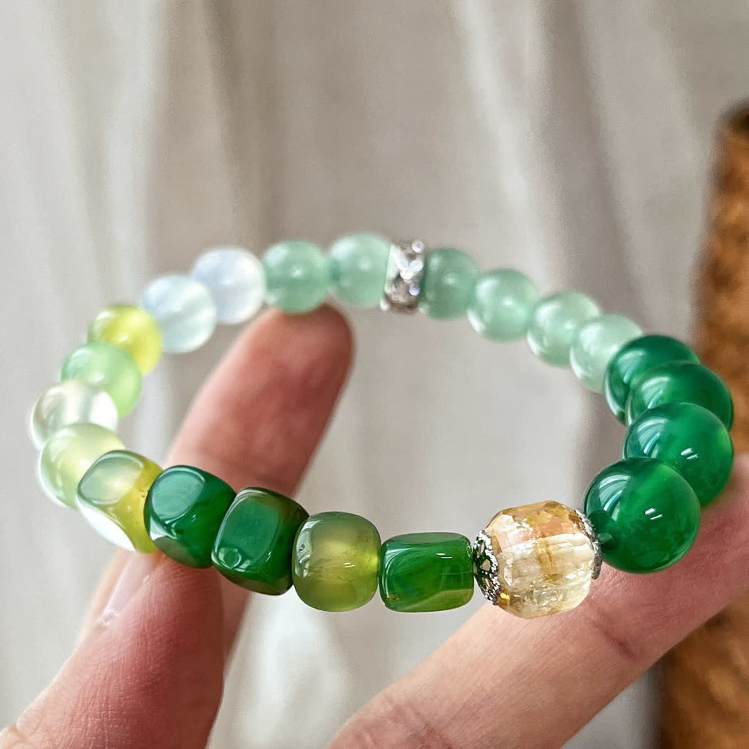Olivenorma Natural Clear Crystal Green Aventurine Beaded Bracelet - Clear Crystal & Green Aventurine - image 0