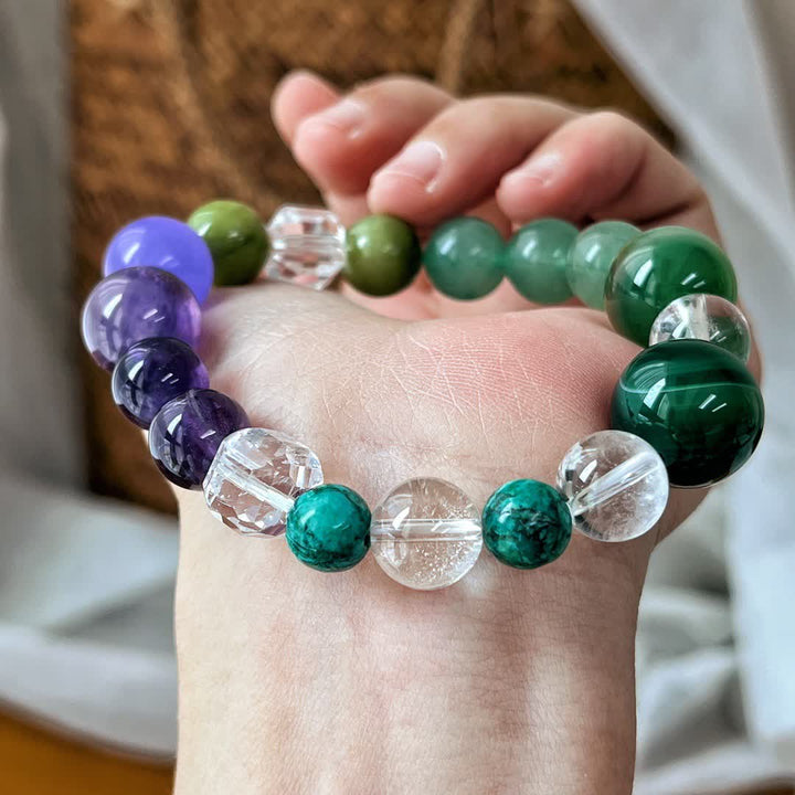 Olivenorma Natural Amethyst Green Aventurine Bead Bracelet - image 3