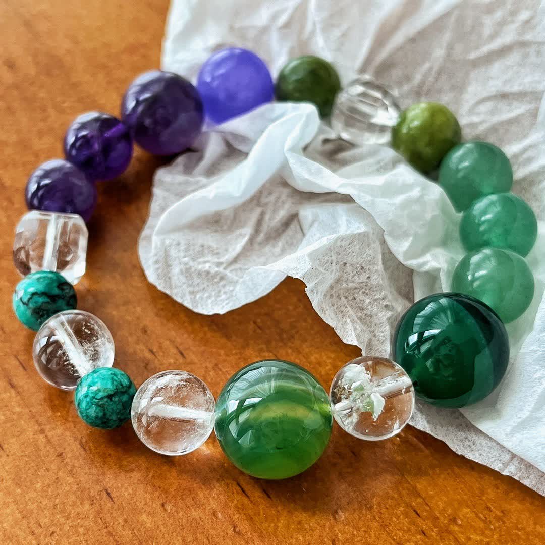 Olivenorma Natural Amethyst Green Aventurine Bead Bracelet - Natural Stone - image 0