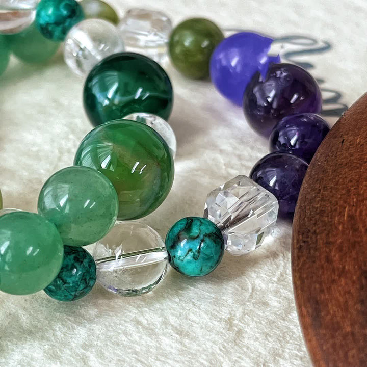 Olivenorma Natural Amethyst Green Aventurine Bead Bracelet - image 8