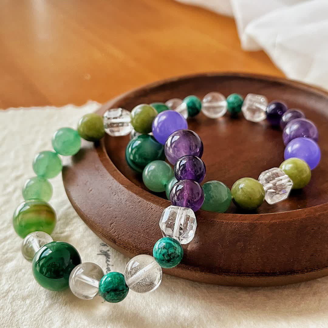 Olivenorma Natural Amethyst Green Aventurine Bead Bracelet - image 5