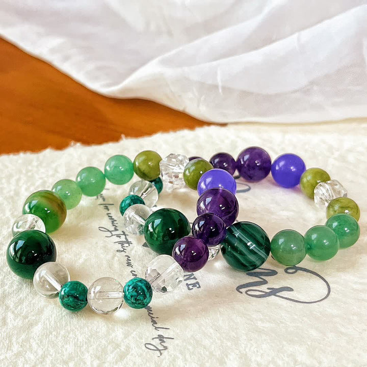 Olivenorma Natural Amethyst Green Aventurine Bead Bracelet - image 7