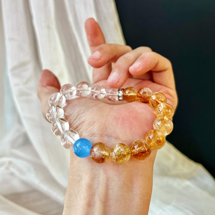 Olivenorma 10cm Citrine Clear Crystal Aquamarine Beaded Bracelet - image 2