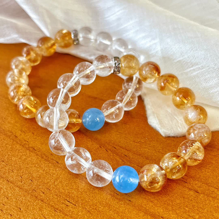 Olivenorma 10cm Citrine Clear Crystal Aquamarine Beaded Bracelet - image 8