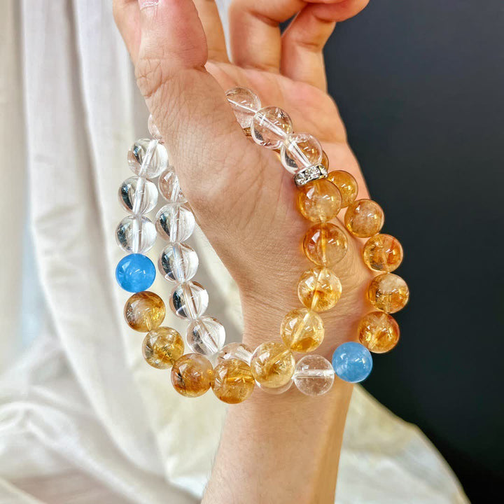 Olivenorma 10cm Citrine Clear Crystal Aquamarine Beaded Bracelet - image 3
