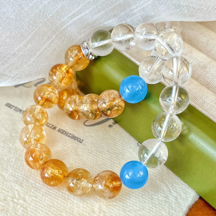 Olivenorma 10cm Citrine Clear Crystal Aquamarine Beaded Bracelet - image 7