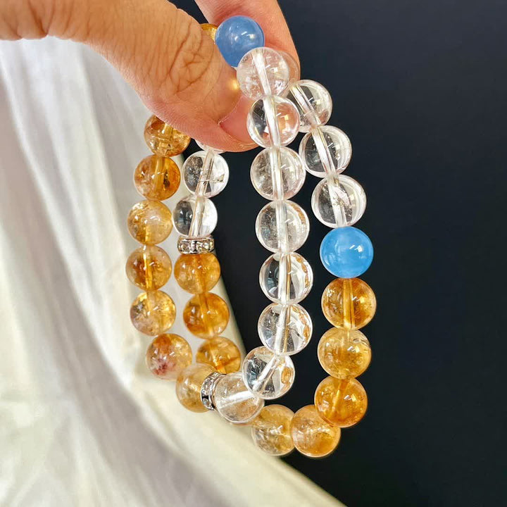 Olivenorma 10cm Citrine Clear Crystal Aquamarine Beaded Bracelet - image 4