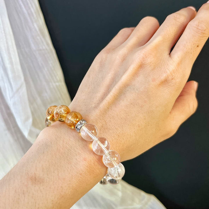Olivenorma 10cm Citrine Clear Crystal Aquamarine Beaded Bracelet - image 1