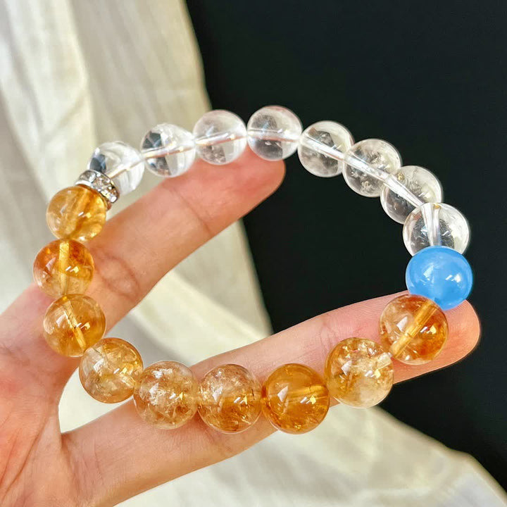 Olivenorma 10cm Citrine Clear Crystal Aquamarine Beaded Bracelet - image 5