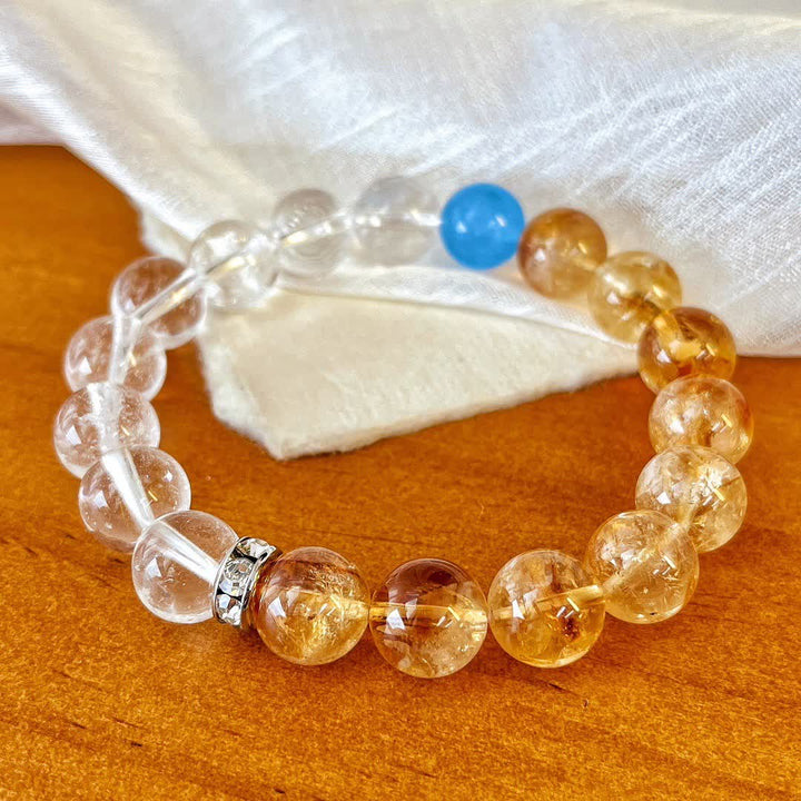 Olivenorma 10cm Citrine Clear Crystal Aquamarine Beaded Bracelet - Natural Stone - image 0