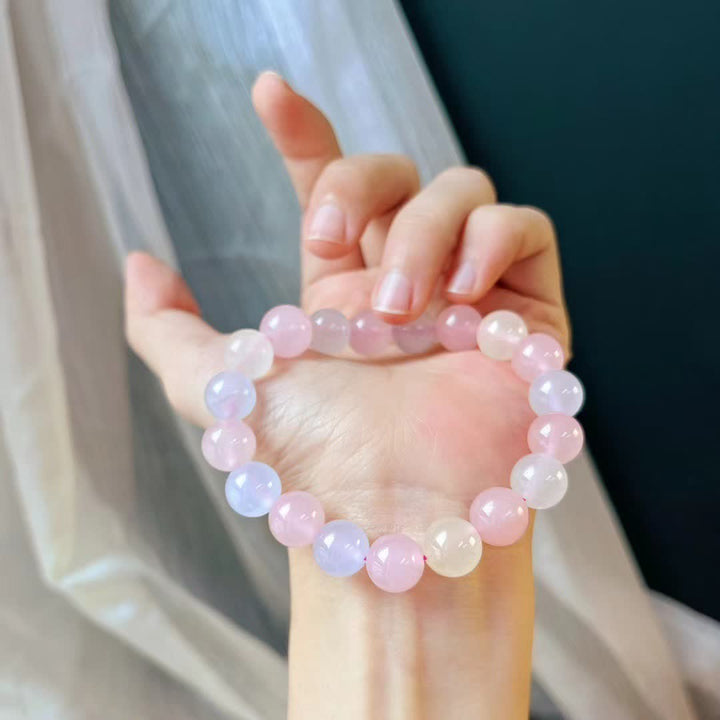 Olivenorma Natural Rose Quartz Blue Chalcedony Beaded Bracelet - image 2
