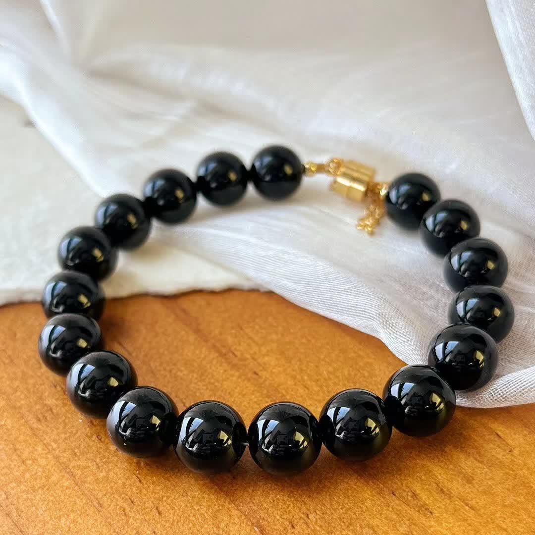Olivenorma Natural Obsidian Beads Magnetic Bracelet - Obsidian - image 0
